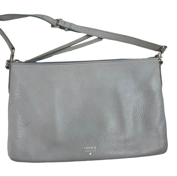 Fossil Blue Gray Sydney Leather Crossbody Bag Purse - Picture 4 of 11